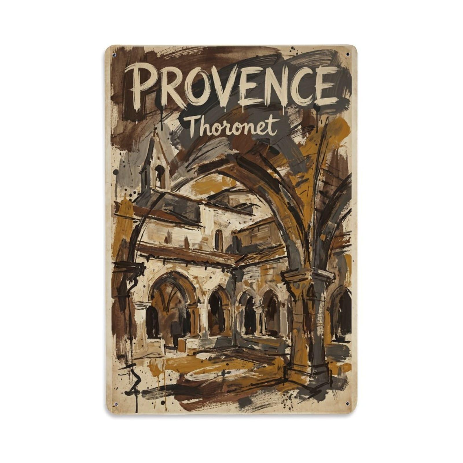 Gead 8X12inch Style Vintage Travel Provence Thoronet Abbey Metal Tin Sign