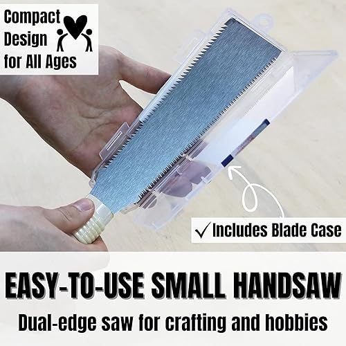 Miniatura 3 de KAKURI Sierra de tracción japonesa pequeña de 7 pulgadas para pasatiempos y manualidades, sierra de mano Ryoba de doble borde con cubierta de hoja