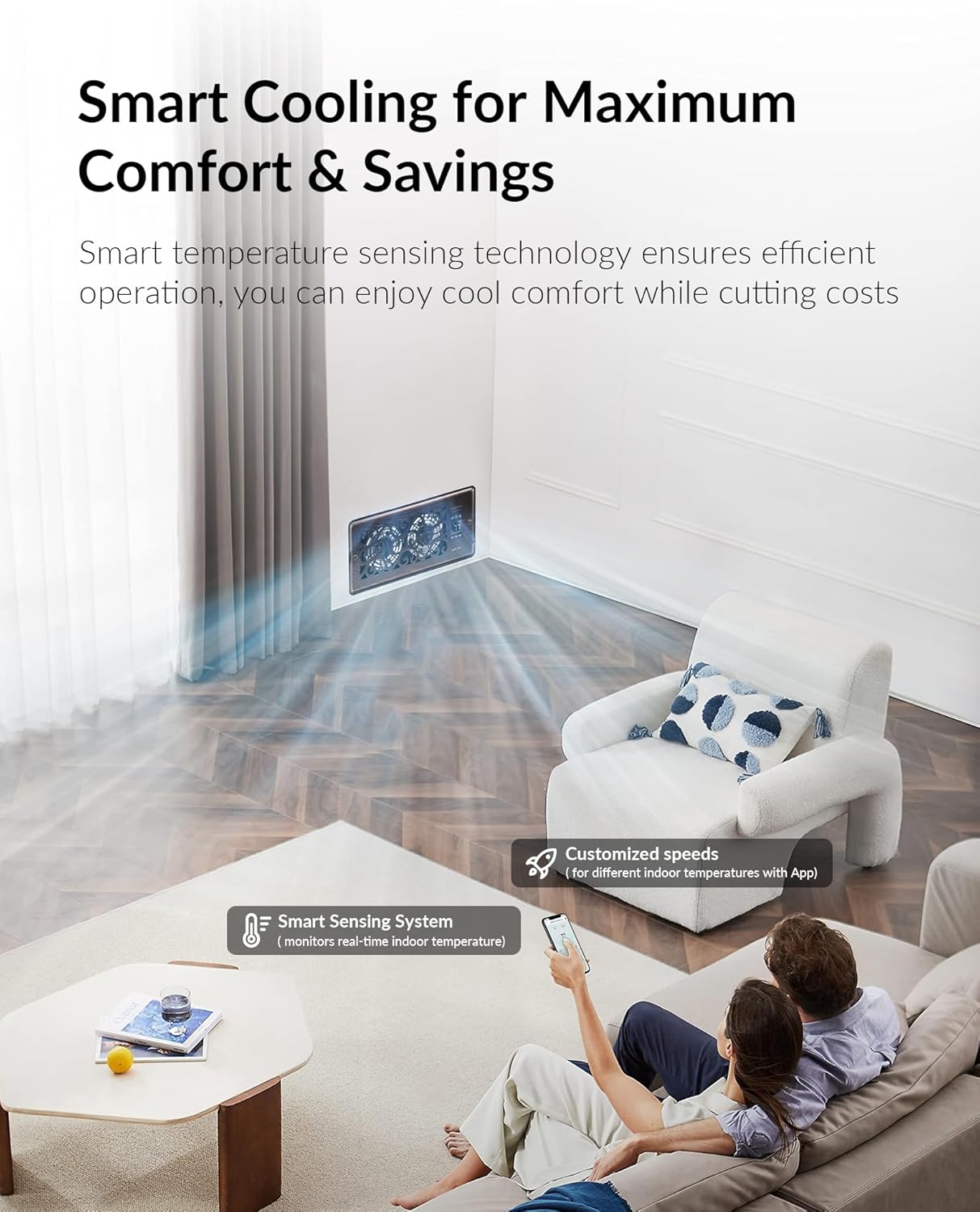 4" x 10" Super Quiet Register Booster Fan - Upgrade Smart Register Vent with Ionizer and Dual Intelligent Thermostat Control - Heating Cooling Vent Fan Booster - Charleston Design (ORB)