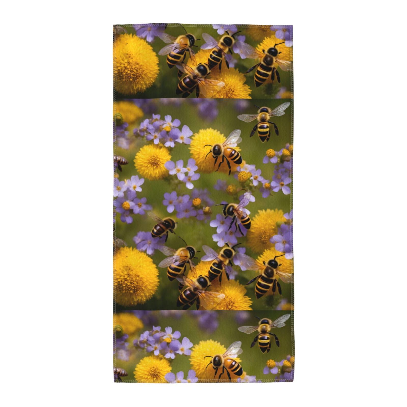 Cbaaghh Rural Honey Bees Wildflowers Print Towel, Towels Thick Face Towels Fast Drying Washcloth For Bath, Spa, Gym