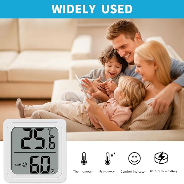 4PCS Room Thermometer, Digital Room Hygrometer Accurate Temperature Humidity Meter Gauge Monitor Indoor Humidity Meter Large LCD Display Celsius for House Greenhouse Baby Office Garden Cellar (White) - 5