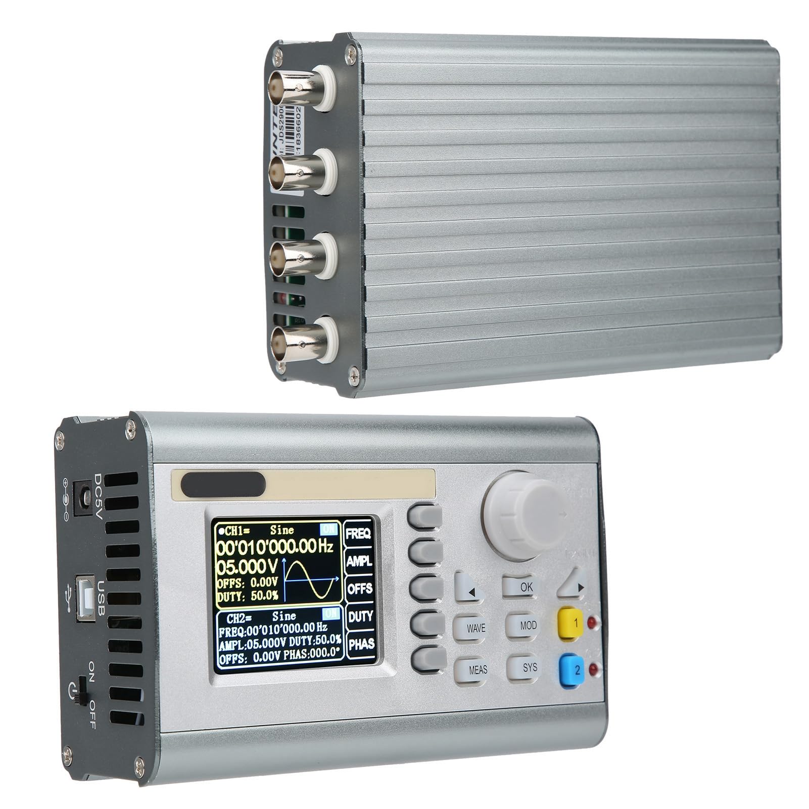 FTVOGUE JDS2900 Generador de Forma de Onda Arbitraria de Doble Canal de 60 MHz Función DDS Fuente de Señal de Pulso con LCD TFT de 2,4 Pulgadas para Investigación de Laboratorio E (Enchufe de la UE)