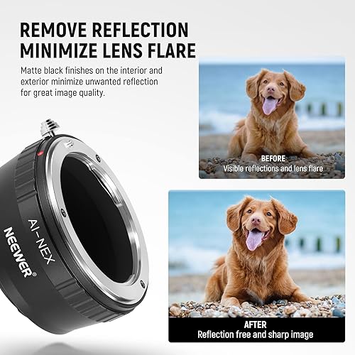 Miniatura 4 de NEEWER Adaptador de montaje de lente con anillo de enfoque manual compatible con lente Nikon AI a cámara Sony E, compatible con Sony Alpha 1 A9 A7