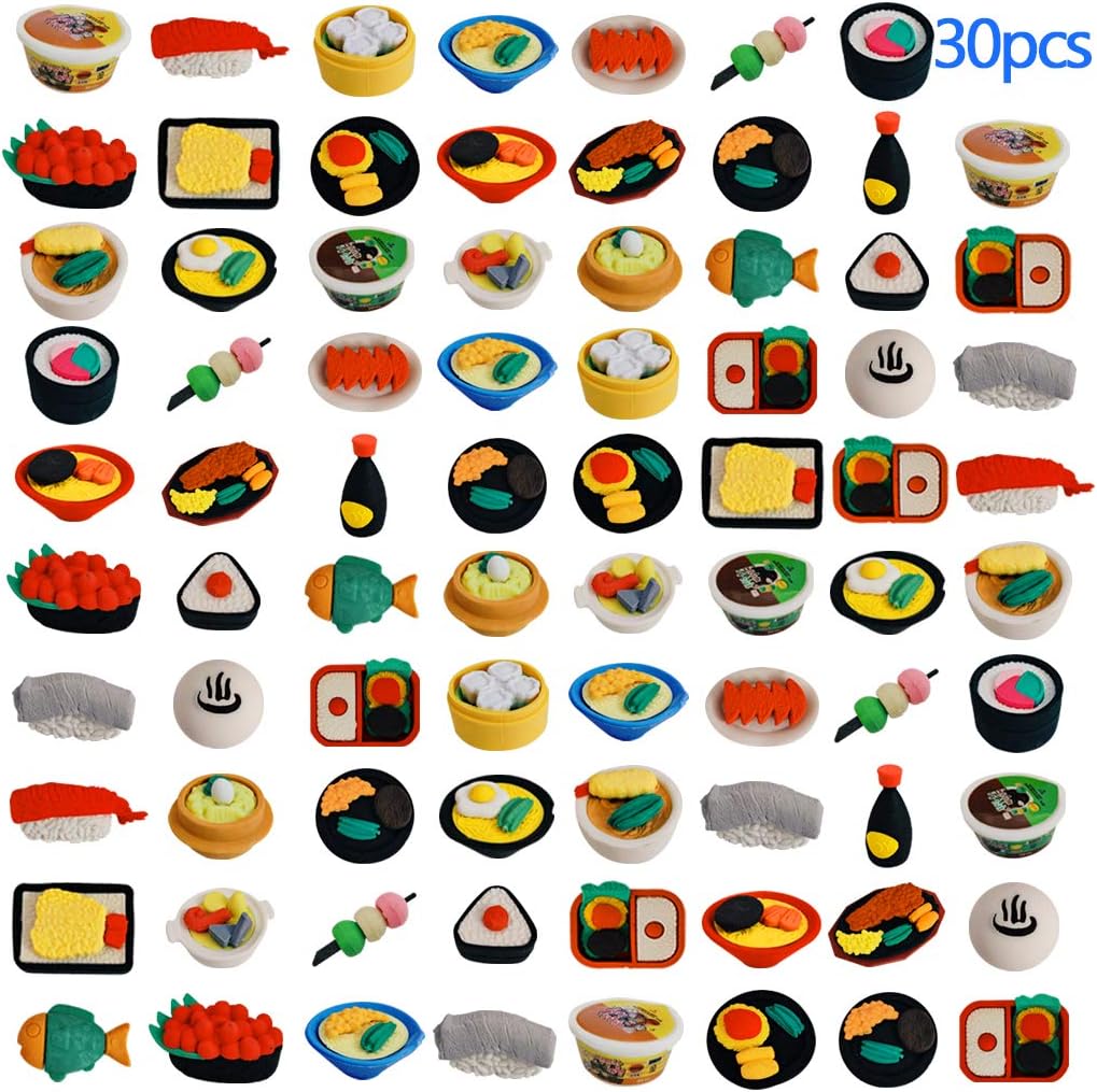 Ranvi 30PCS子供の消しゴム、子供のゲーム賞パーティー、カーニバル、および学校供給品のためのミニパズル鉛筆消しゴム(ヌードル)