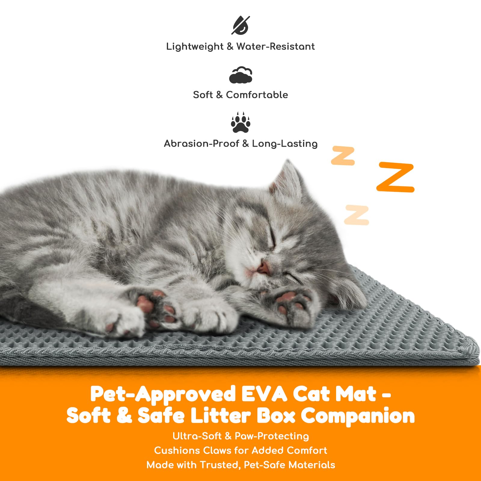 Extra Large Waterproof Cat Litter Mat - New 31x24 Inch Honeycomb Double Layer Traps Litter, Waterproof & Non-Slip Floor Protector, Easy Clean, Odor-Free, Dark Gray - image 5