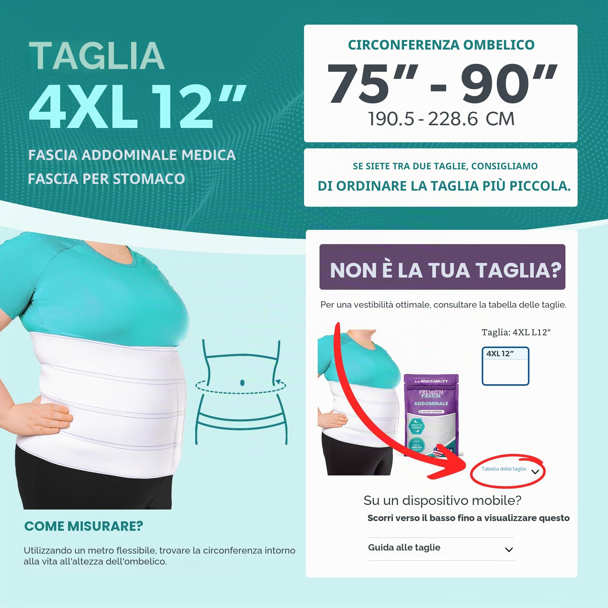BraceAbility 4XL Plus Size Bariatric Addominale Binder, cintura obesità per uomini e donne grandi con una grande pancia, pancia post intervento chirurgico e fascia di compressione della vita