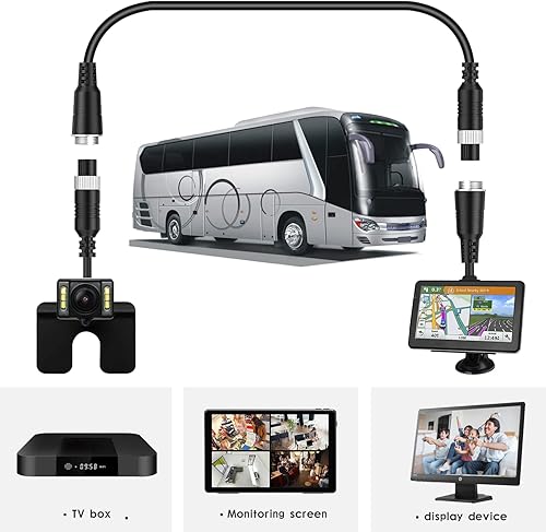 Miniatura 2 de EKYLIN Cable de extensión de video de 65 pies y 65.6 ft para aviación de 4 pines para cámara de visión trasera CCTV, camión, remolque, autocaravana,