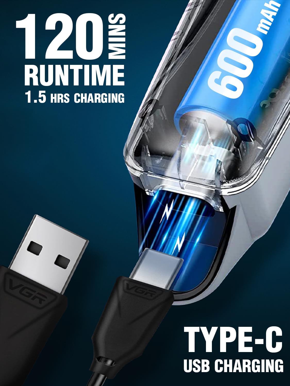 VGR V-071 Trimmer showing multiple length guide combs