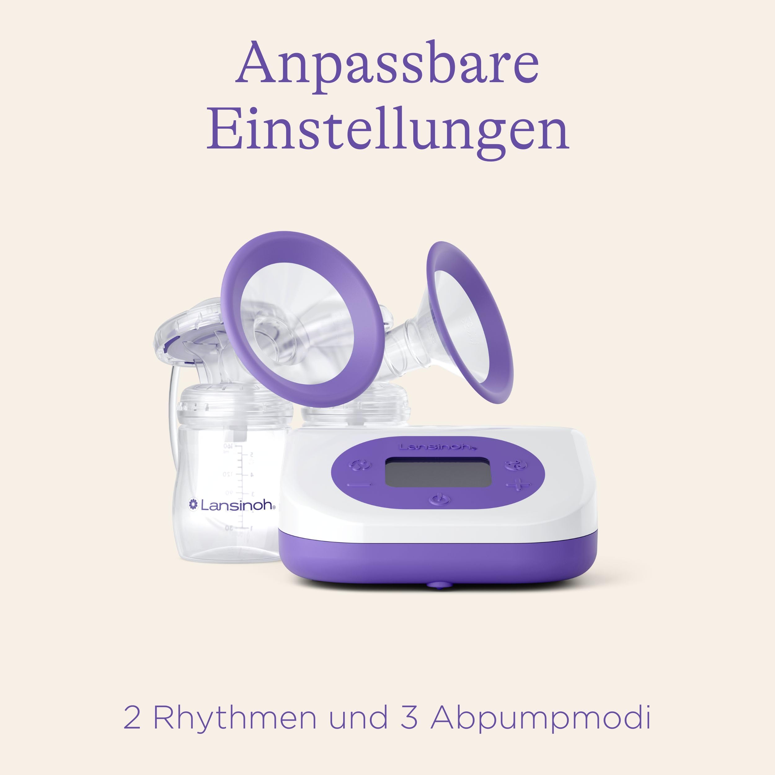 Lansinoh Elektrische Doppelmilchpumpe | Milchpumpe elektrisch mit Akku, komfortabel und effektiv, einseitiges oder beidseitiges Abpumpen, leise & einfach zu reinigen