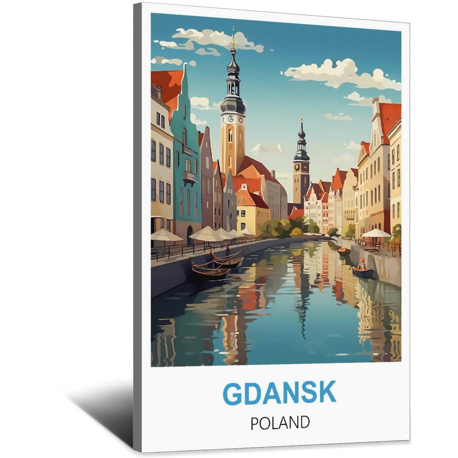 Ipuzou Frame-Style Gdansk Poland Vintage Travel Poster 08X12inch(20X30cm) Canvas Wall Decor, Wall Art Posters Prints Paintings Pictures For Living Room