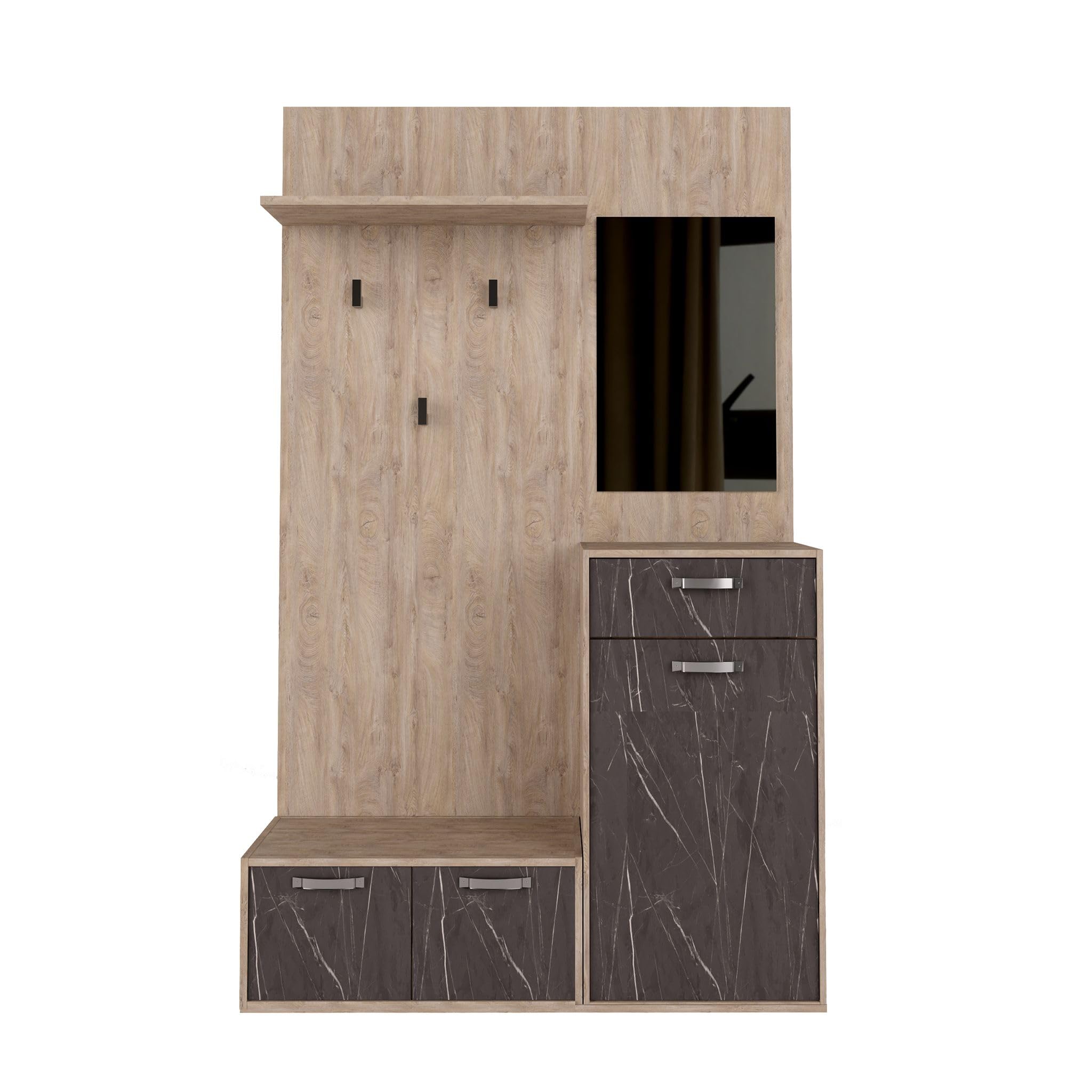 milani home Mobile Ingresso Design Moderno con Appendiabiti Specchio e Scarpiera