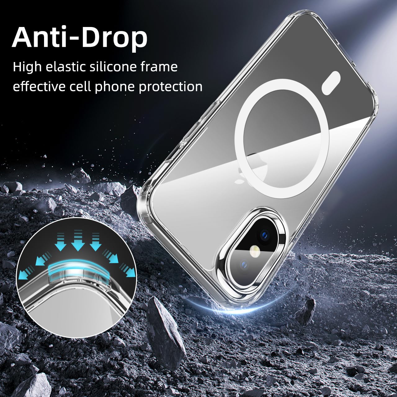 tigratigro Cover Magnetica per iPhone X/iPhone Xs, Compatibile con MagSafe Ricarica Wireless, Anti Ingiallimento, Antiurto di Grado Militare, Custodia magnetica, Retro Antigraffio Trasparente