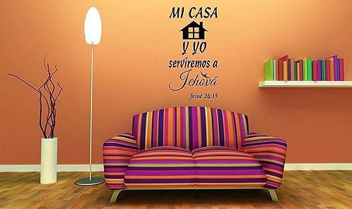 Miniatura 4 de Yoursidecal - Calcomanías de pared españolas para Pared Mi Casa Y Yo Serviremos a Jehová Mensajes Textos Biblicos Decorativos Citas Decoración de