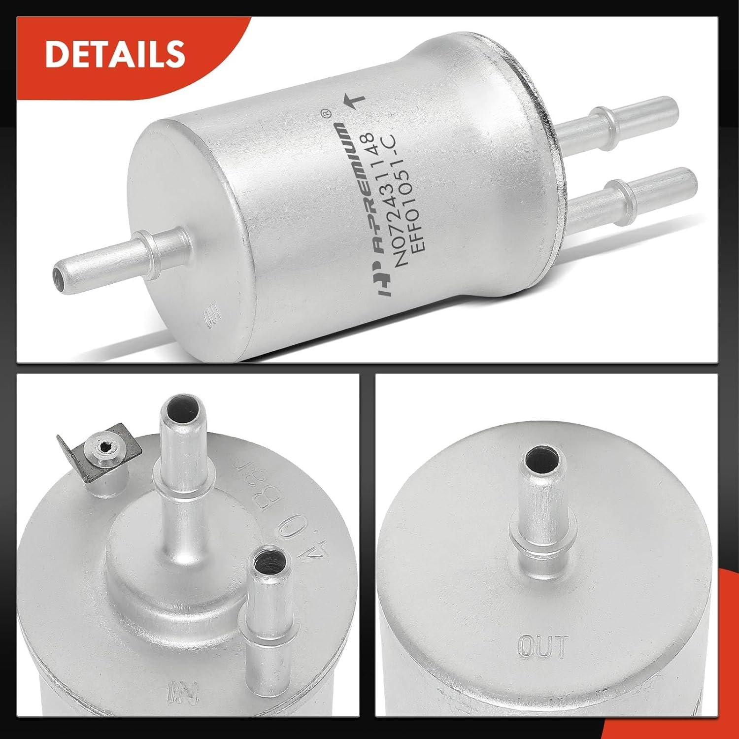 A-Premium Fuel Filter Compatible with Volkswagen Jetta 2002-2005, Beetle 2006-2010, 1.8L 2.0L 2.5L 2.8L