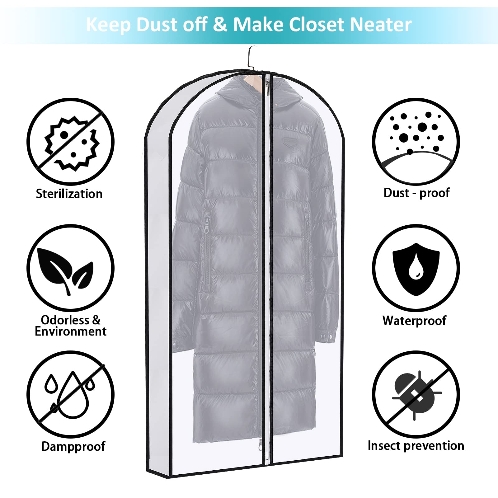 Lot De 2 Housses De Vêtements Anti-poussière Avec Soufflet 4,7 Pouces - 60x100cm - Protection Mites, Humidité, Rangement Placard Ou Voyage