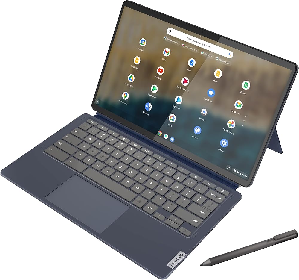 Lenovo 82QS0000US, IdeaPad Duet 5 Chromebook, OLED 13.3" FHD Touch Display, Snapdragon SC7180, 4GB RAM, 64GB Storage, Qualcomm Adreno Graphics, Chrome OS, Abyss Blue