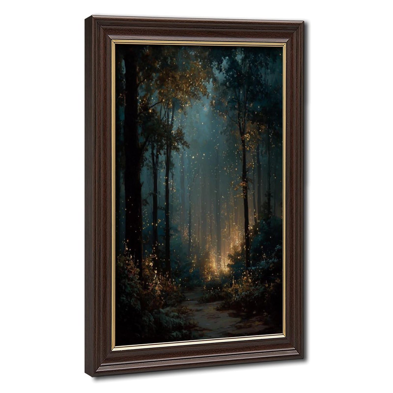 Bareronor Grey Firefly Forest Canvas Poster Bedroom Decor Landscape Office Room Decor Gift 16" L X 24" W