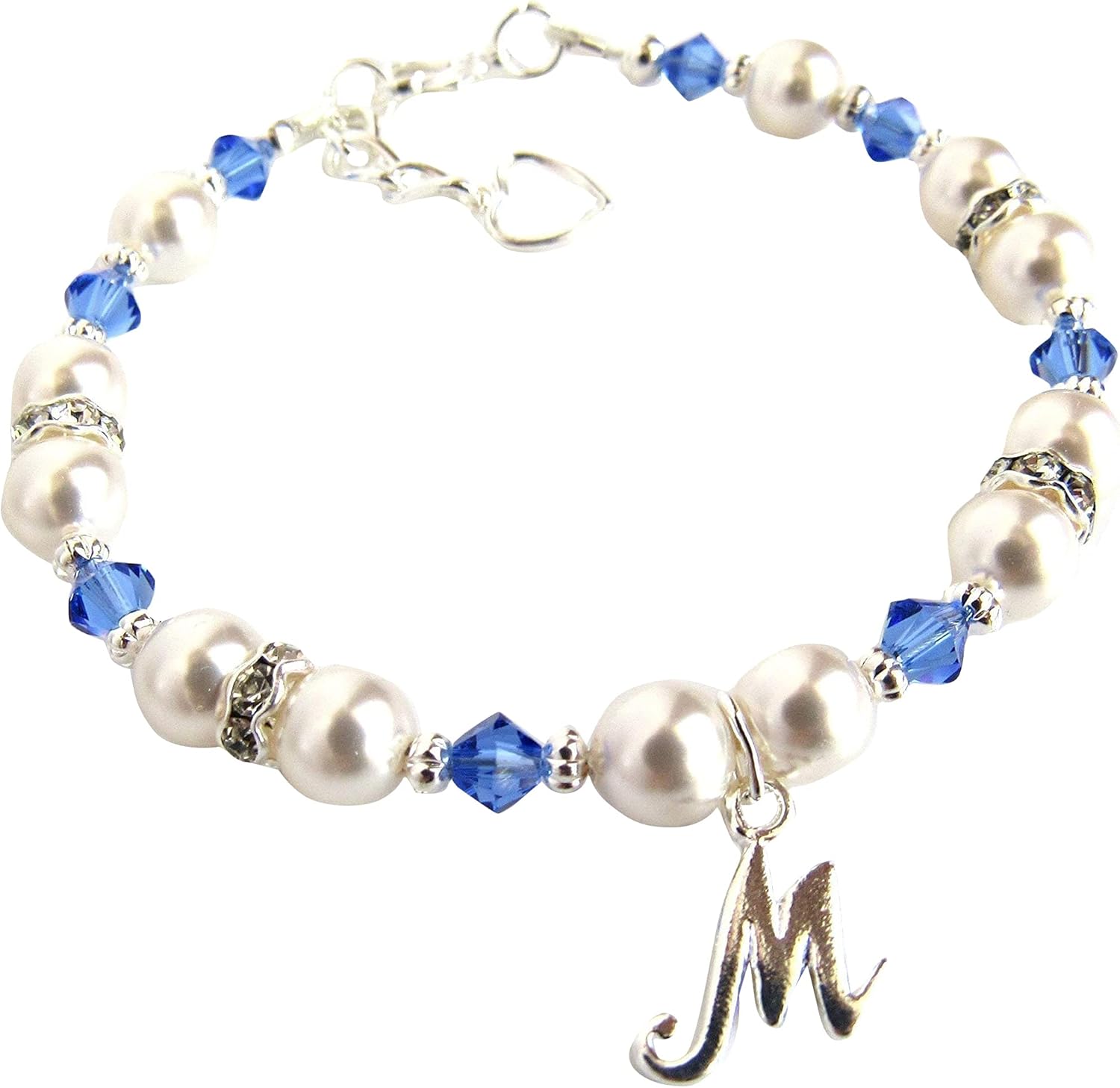 Birthstone Jewelry Bracelet for Girls and Women, Choice of Birth Month Charms and Sizes, Sterling Silver Initial Charm Bracelet, Custom Personalized Bracelets for Girls, Handmade Jewelry