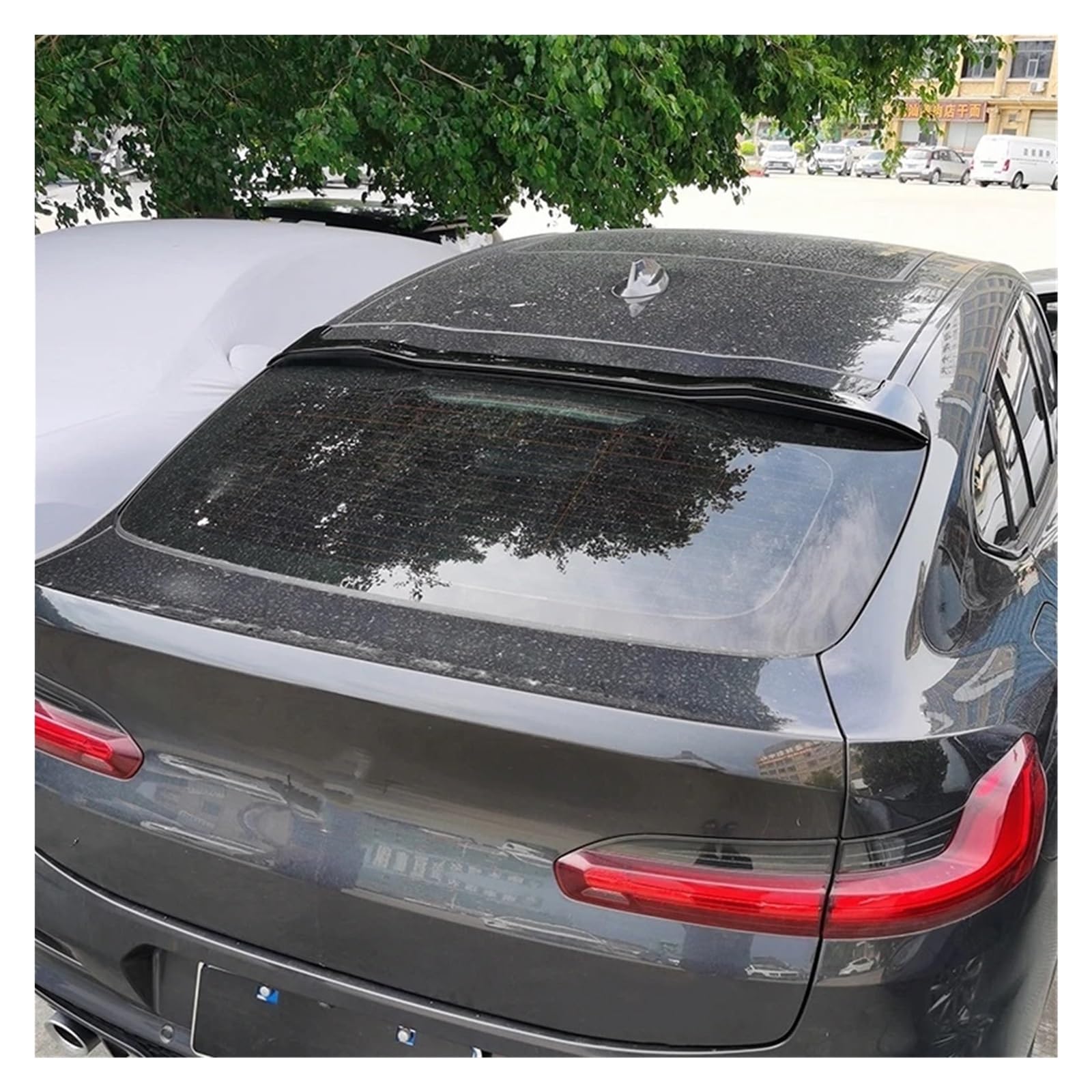 Kompatybilny z BMW X4 G02 Kompatybilny z M Performance Style Xdrive25i 30i Spoiler 2018 2019 20202021 2022 Up tylne okno Spoiler dachowy przez błyszczącą czerń(Carbon Look)