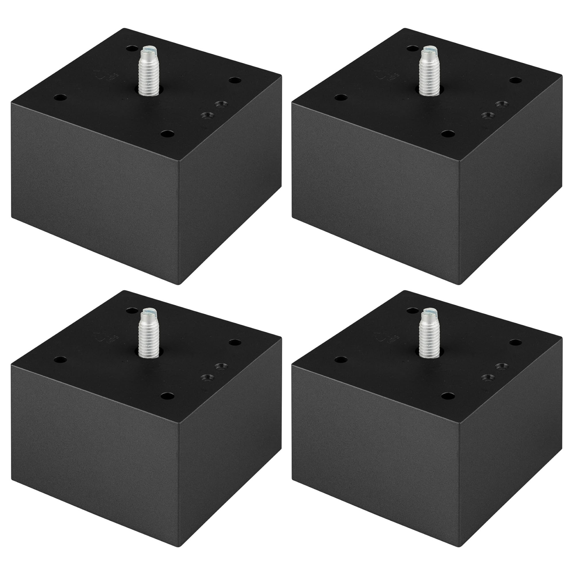 Pied de meuble plastique noir mat 75x75mm hauteur 50mm réglable pour canapé