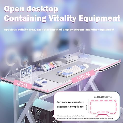 Miniatura 3 de Escritorio ergonómico grande para juegos, mesa de juegos en forma de K, estación de trabajo para juegos de PC, escritorios de oficina en casa,