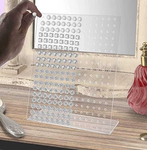 Miniatura 2 de Marketing Holders Soporte de exhibición de aretes, 126 pares de acrílico transparente inclinado para aros, tachuelas o colgantes, ferias de
