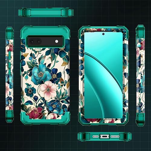 Miniatura 4 de Hekodonk Funda para Google Pixel 6A (2022), resistente cuerpo completo, protección a prueba de golpes, plástico duro+goma de silicona híbrida 3 en