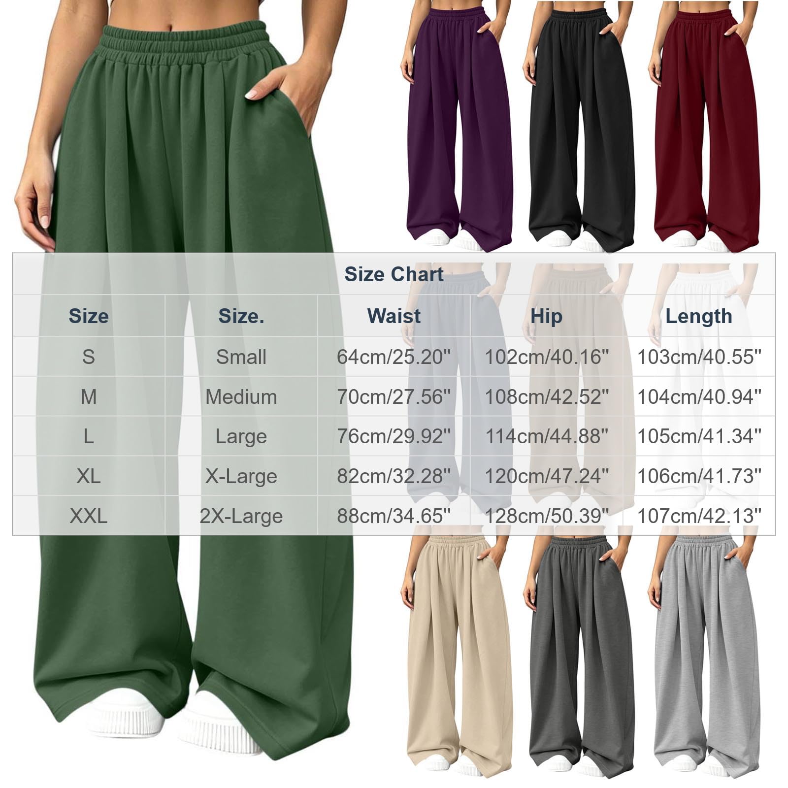 Generico Pantaloni Sportivi Donna Pantaloni da Corsa con Elastico in Vita Pantalone Tuta Donna con Tasche e Coulisse Comodi Causal Pantalone Baggy a Gamba Larga per Allenamento Jogging Fitness