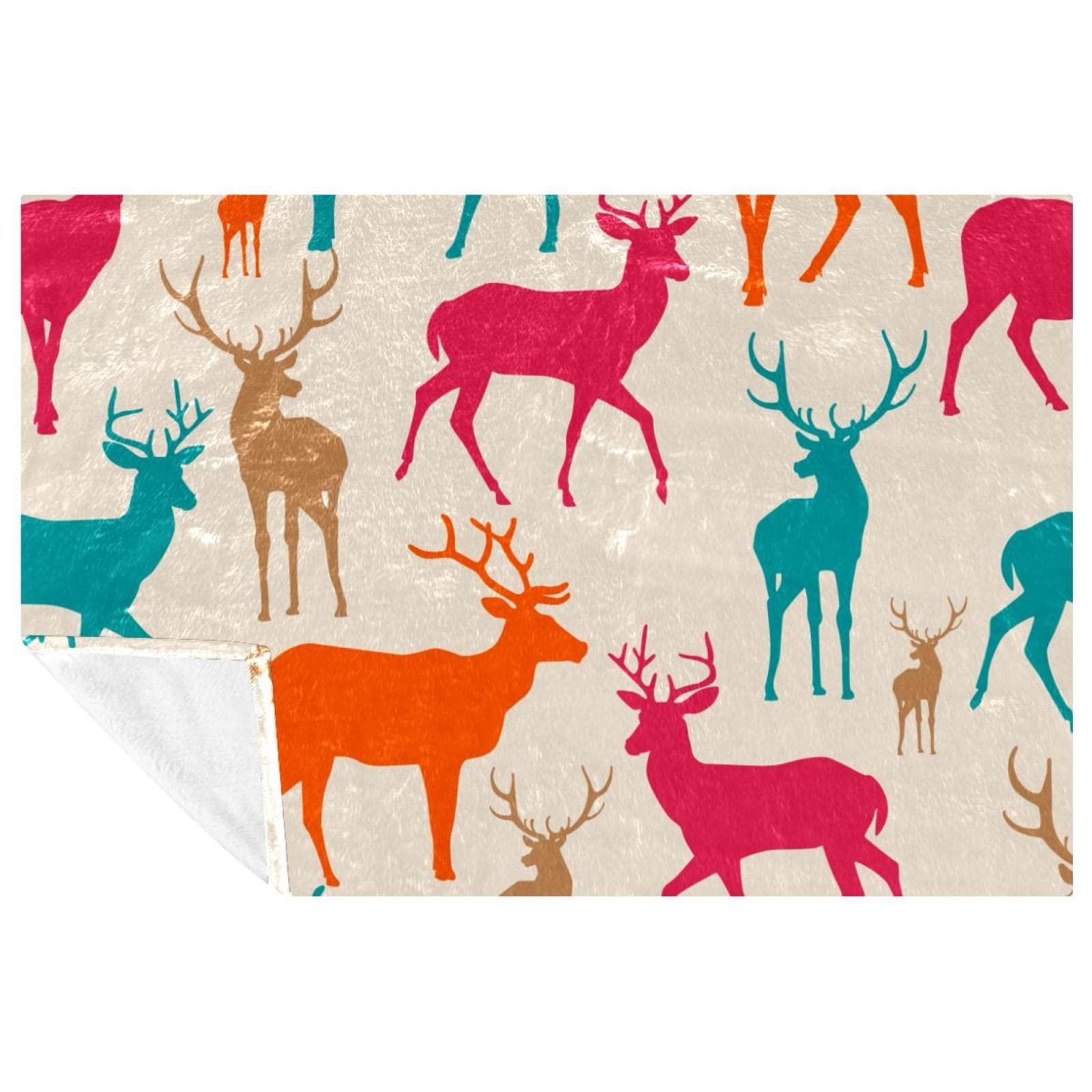 Couverture chaude pour camping et pique-nique motif cerf plaid