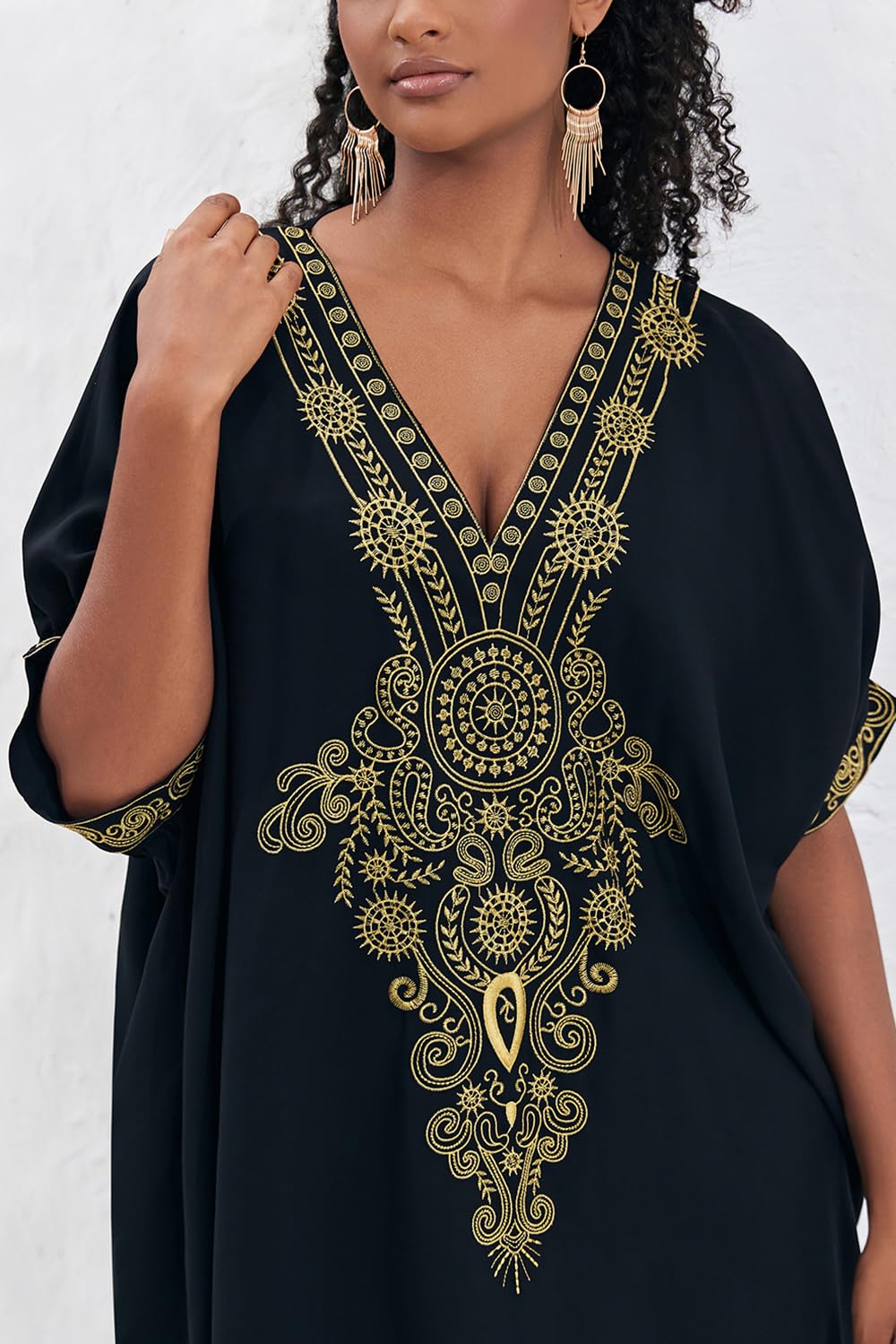 Loungewear Boho Caftano di Cotone da Donna Kimono Oversize per Casa Maxi Abito da Spiaggia Copricostume
