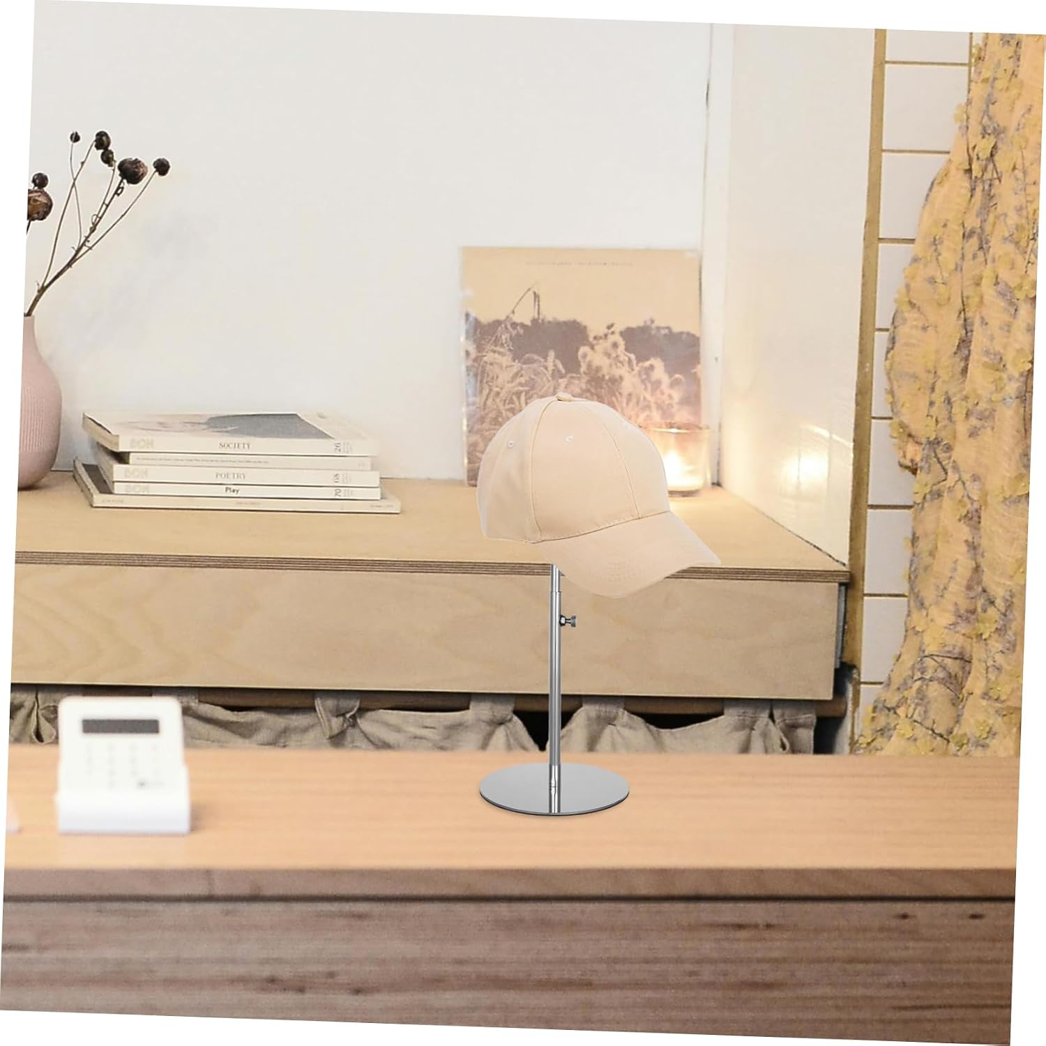 VALICLUD Tabletop Dome Hat Holder: Stainless Steel Adjustable Wig Stands - Compact Cap Organizer for Desk or Countertop - Multi-purpose Display Rack