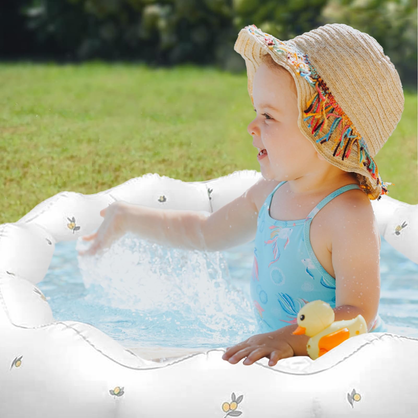 Piscine gonflable 90 cm en PVC - Jolie piscine gonflable - Baignoire gonflable - Douche pour l'extérieur, la maison, le balcon, les fêtes aquatiques d'été