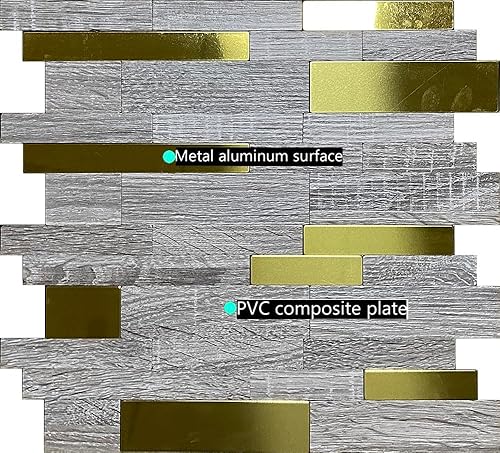 Miniatura 3 de XUANINY 10 hojas de metal para despegar y pegar, autoadhesiva de aluminio 3D, paneles de pared para cocina, baño, dormitorio, sala de estar (11.81 x