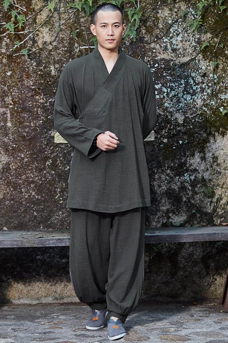 ZanYing Zen Clothing Sets Monk Buddhist Outfit Long Shirt Wide Leg Pants