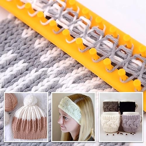 Miniatura 6 de VGOODALL Juego de telares de punto redondos, juego de 18 piezas con aguja de gancho, fabricante de pompones e hilo, para principiantes de punto