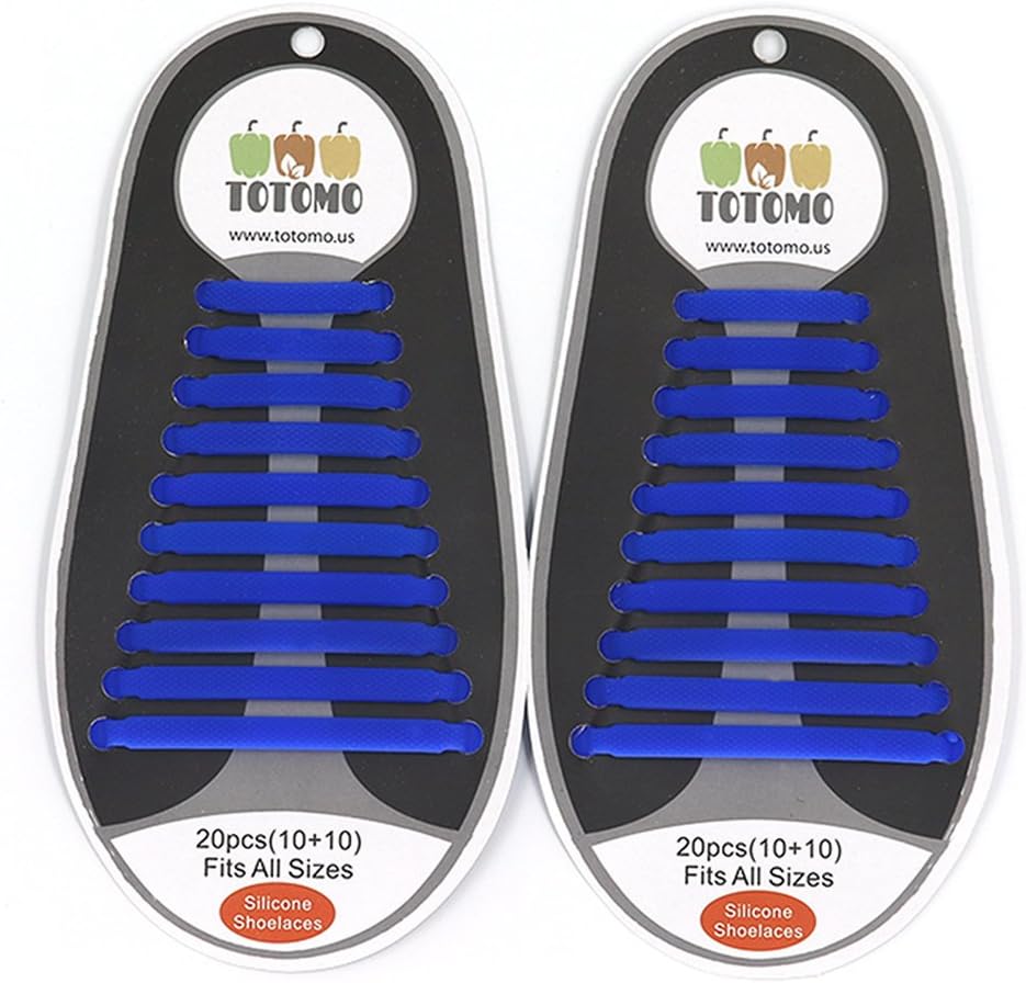 TOTOMO Elastic Silicone No Tie Shoelaces for both Adults & Kids Sneakers Flat Running Shoe laces Tieless