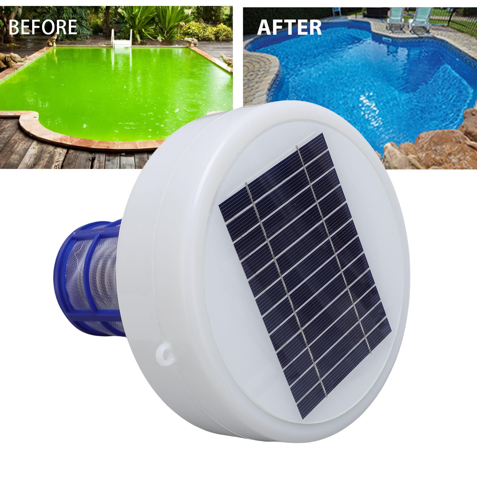 Jonizator Basenowy z Chlorem, Jonizator Basenowy z Chlorem Oczyszczacz Wody Zasilany energią słoneczną do Basenów Spa Wanny z Hydromasażem o Pojemności do 35 000 Galonów z, Ulepszona miedź