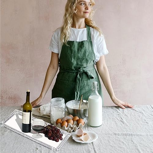 Miniatura 5 de Crystal Glass Serving Tray, Crushed Diamond Filled Modern Glass Mirror Jewelry Trinket Tray, 13.7" x 5.9" Rectangular Makeup Perfume Tray for