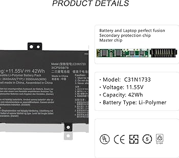 C31N1733 42Wh Battery for Asus VivoBook Flip 14 TP412UA TP412FA C31N1733 42Wh Battery for Asus VivoBook Flip 14 TP412UA TP412FA