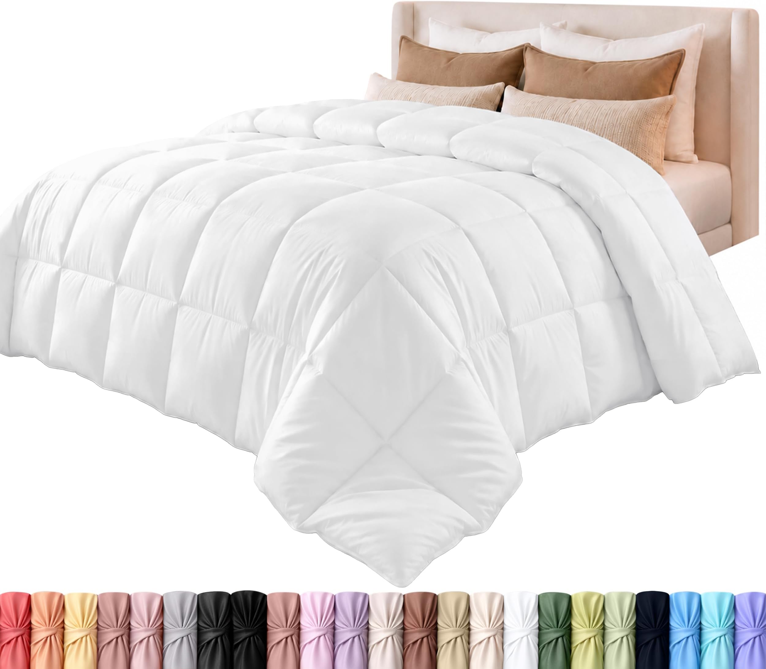 Utopia Bedding Comforter - All Season Comforters Queen Size - Plush Siliconized Fiberfill - White Bed Comforter - Box Stitched