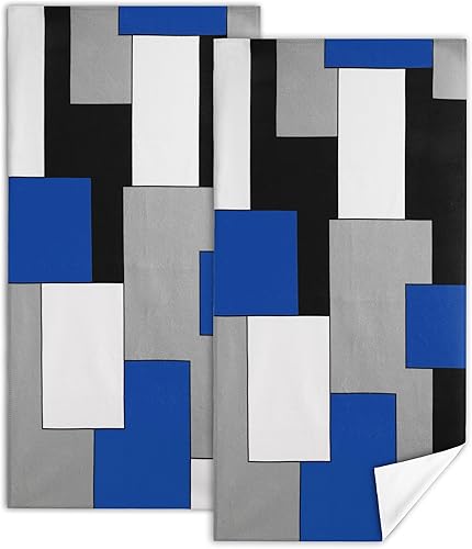 Juego de 2 toallas de mano para baño, cocina, color rojo, negro, gris, blanco, decorativas, ultra suaves, absorbentes, para baño, cocina, juego de 2