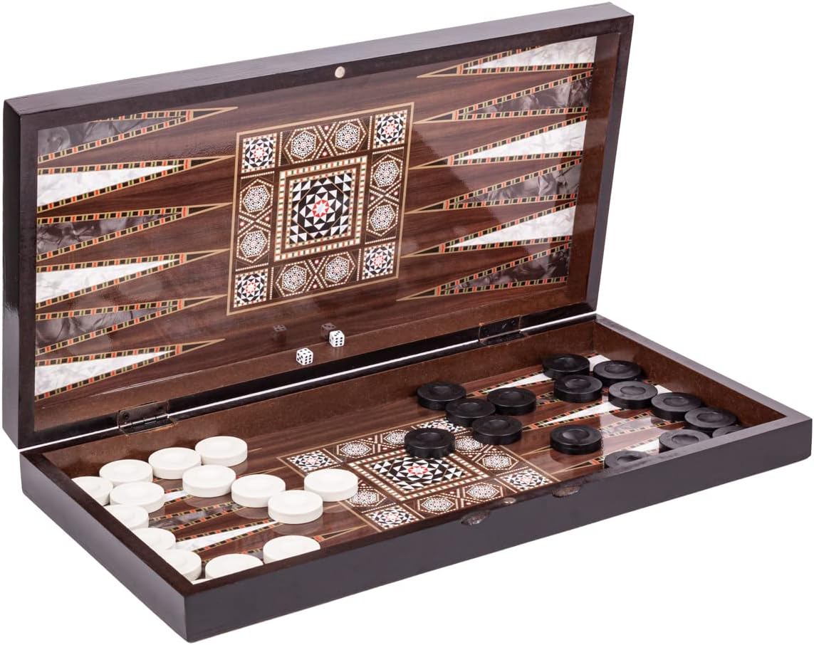 Turkish Backgammon Board Game Set 19'' Games for Adults with Polished