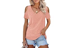 Women's Cold Shoulder Twist Knotted T-Shirts