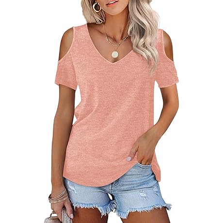 Women's Cold Shoulder Twist Knotted T-Shirts
