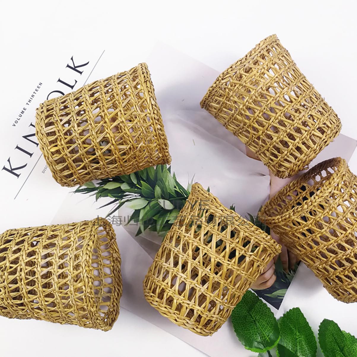 12piezas Cubiertas para Tazas De De Aislantes Térmicos Accesorios De Cocina Rústico para del y Decoración Natural