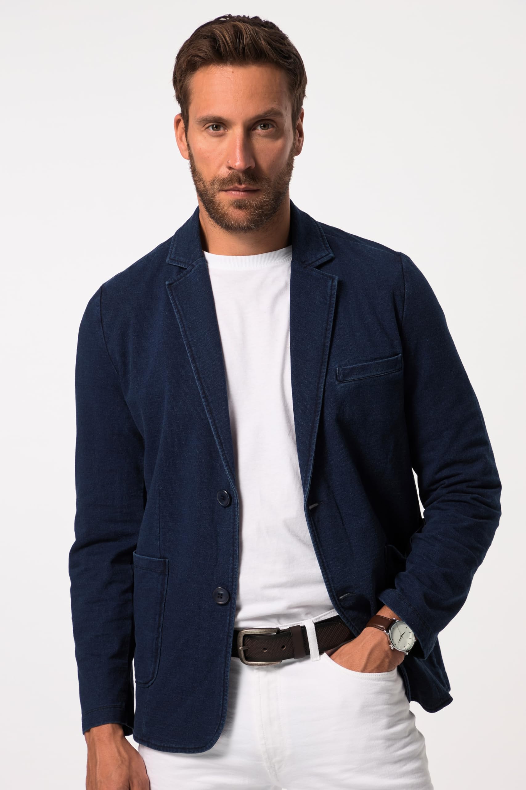 JP 1880 Hommes Grandes Tailles L-8XL Veston en Molleton, Look Vintage et col à Revers 826175