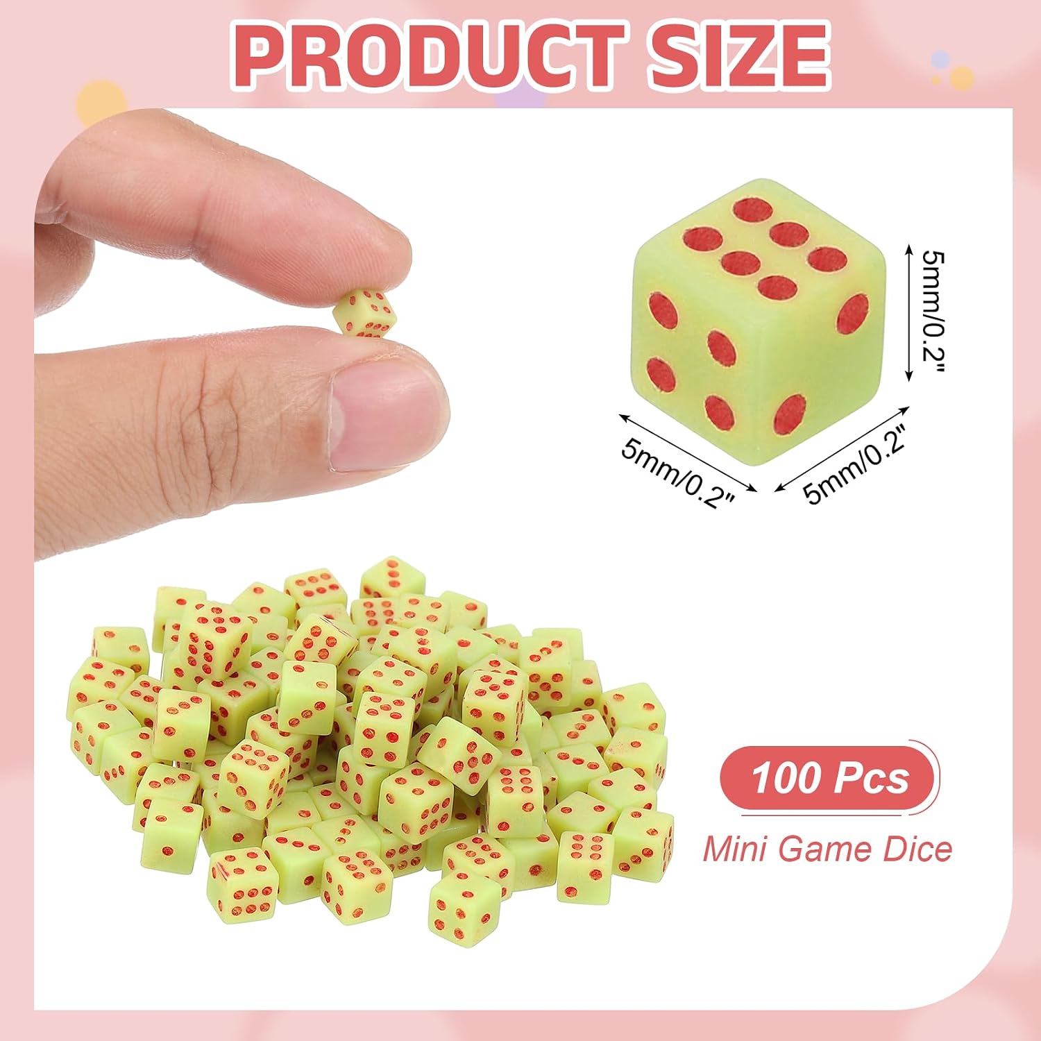 100pcs 5mm Mini Dice Acrylic Tiny 6 Sided Square Corner Dice Bulk image 2