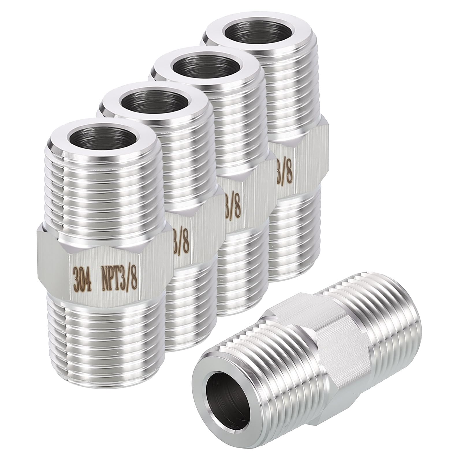 Adaptateur 3/8 NPT mâle anti-fuite, lot 5 coudes 90 degrés inox pour raccorder en espace restreint