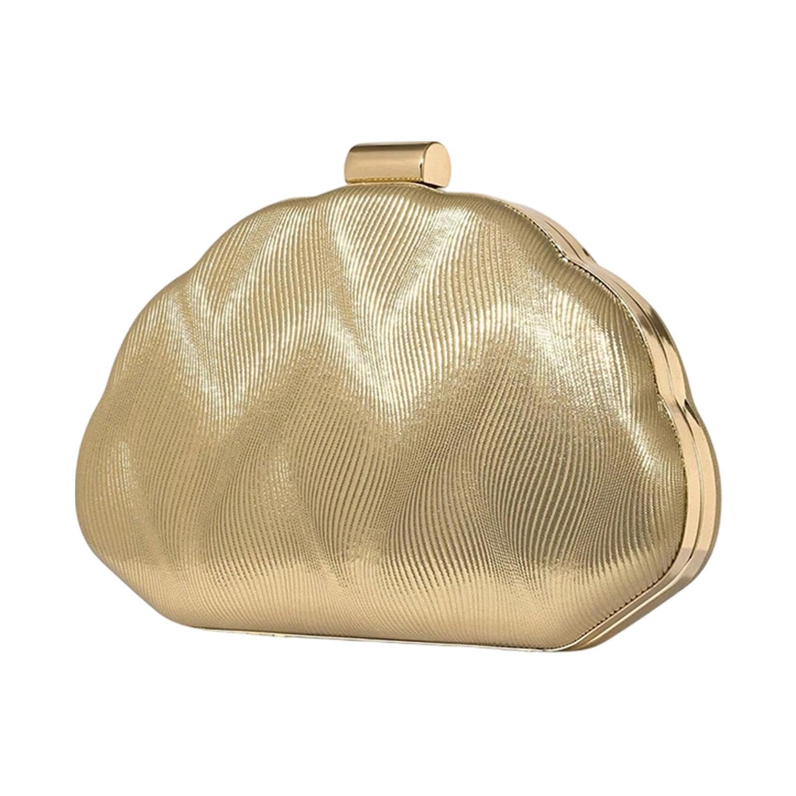 Clutch Dorado De Noche Para Mujer Elegante,Correa De Cadena En Piel Sintética Dorada Moderna | Bolsos para cóctel, boda y graduación,, uso diario, eventos formales y ocasiones casuales elegantes