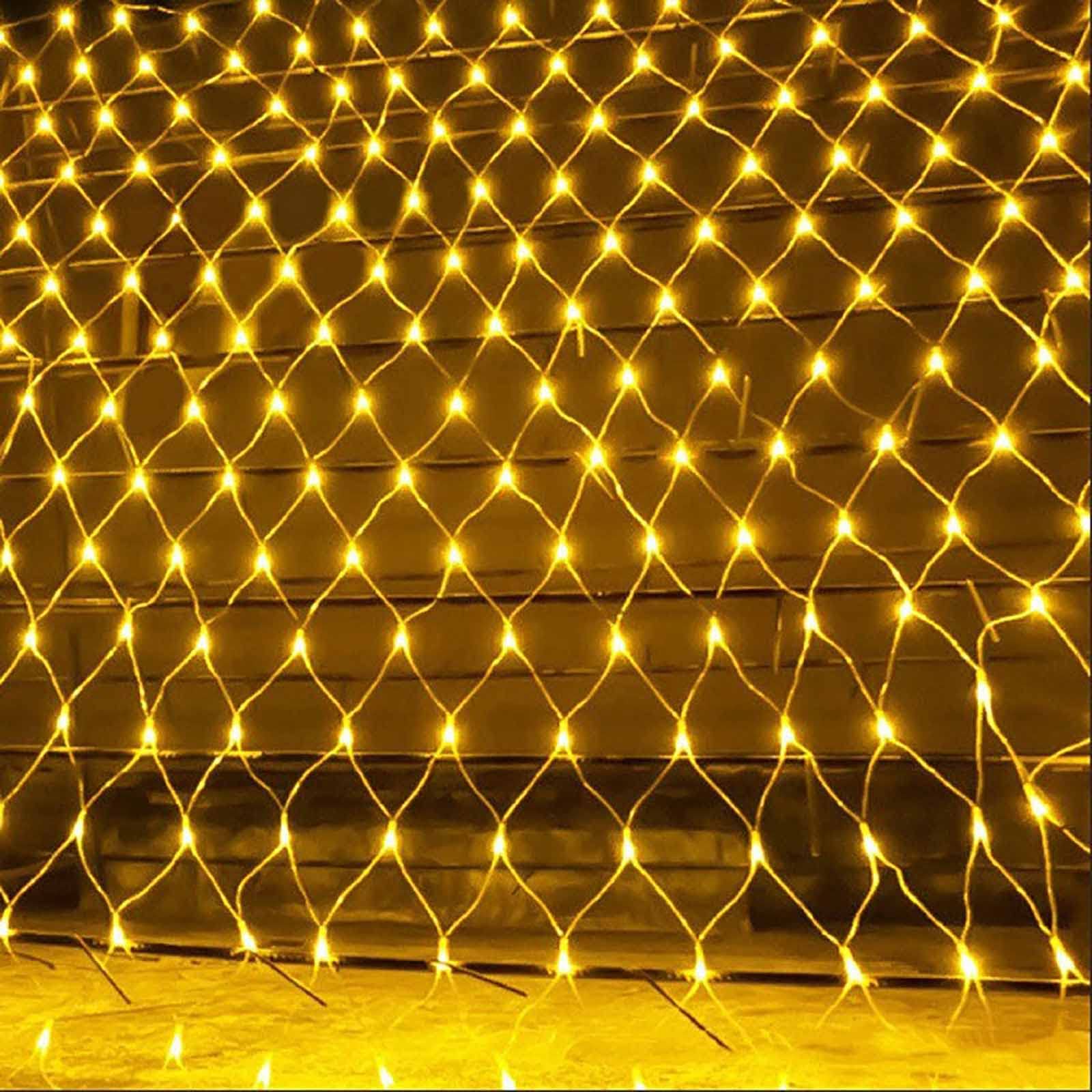 Yizc Noël Lumières Nettes,Intérieur Exterieur Decoration Lumieres en Filet Raccordable Fairy Lights avec 8 Modes,Suspendu Clignotement Guirlande Lumineuse pour Buissons Jardins Fete -Blanc chaud 6x4m